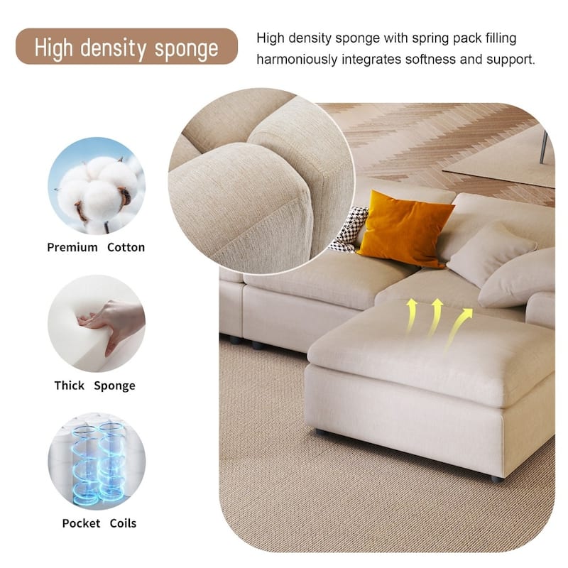 Oversized Modular Sectional Sofa with Ottoman L Shaped Corner Sectional for Living Room