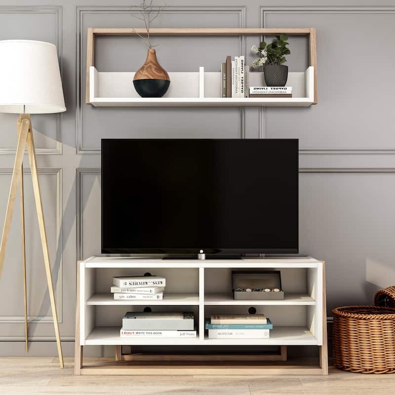 Isabelle Modern 2-Piece TV Console And Floating Shelf Set by Furniture of America