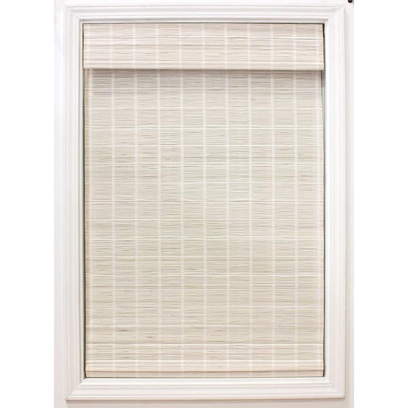 Radiance Cordless Driftwood Bayshore Bamboo Roman Shade - 23.5x72" - White