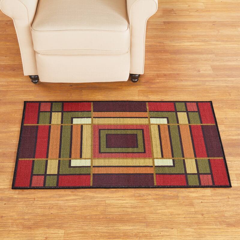 Elegant Color Block Skid-Resistant Accent Rug - 26" x 45"