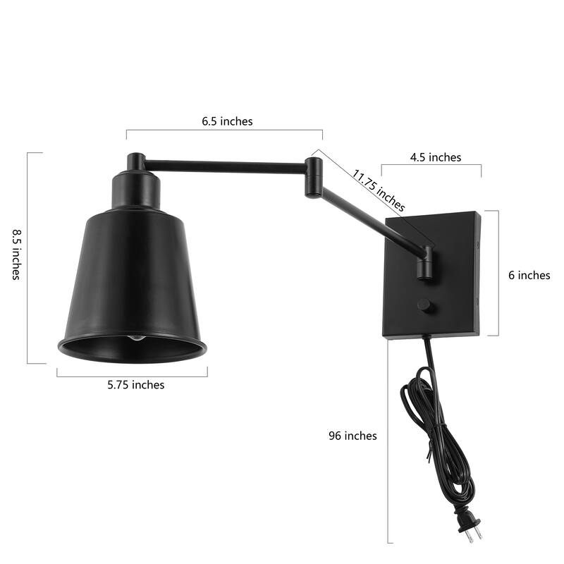 Cary 5.75" Iron Contemporary Swing Arm LED Wall Sconce, Oil Rubbed Bronze by JONATHAN Y - One
