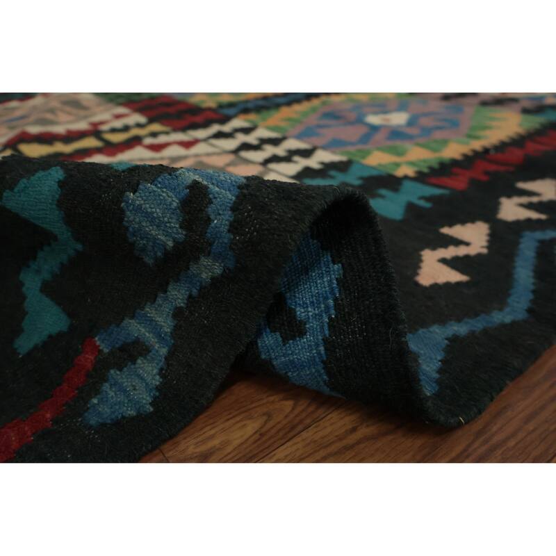 Hand Woven Oriental 100% Wool Carpet Southwestern Tribal Multi-Colored Kilim Area Rug - 9' 10'' X 6' 10''
