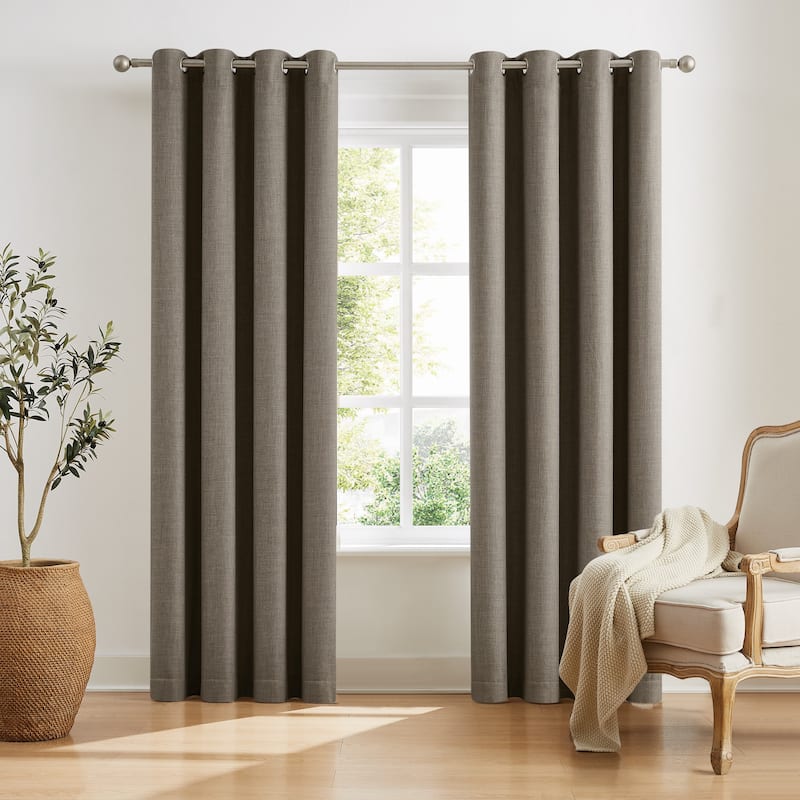 Sun Barrier Snap In Blackout Liner Grommet Panel Pair - (2) 52x108 - 108 Inches - Mushroom