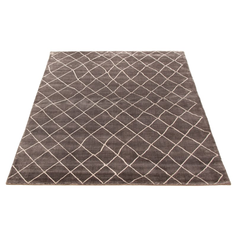 ECARPETGALLERY Hand Loomed Kashkuli Gabbeh Dark Grey Viscose Rug - 5'6 x 7'7