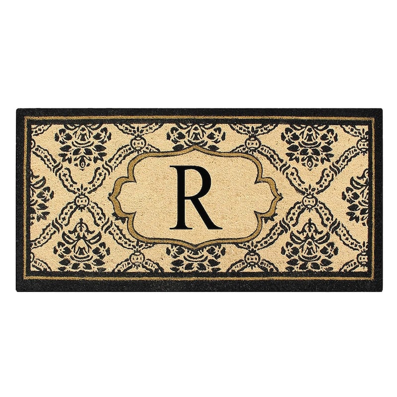 A1HC Uriel Treated Coir Monogrammed Entry Double Door Mat 30"x 60" - R