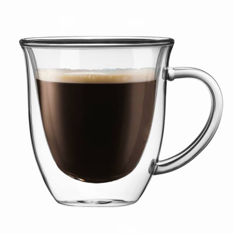 JoyJolt Serene Double Wall Insulated Glass 7.4-ounce Double Walled Coffee and Tea Mugs With Handle (Set of 2)