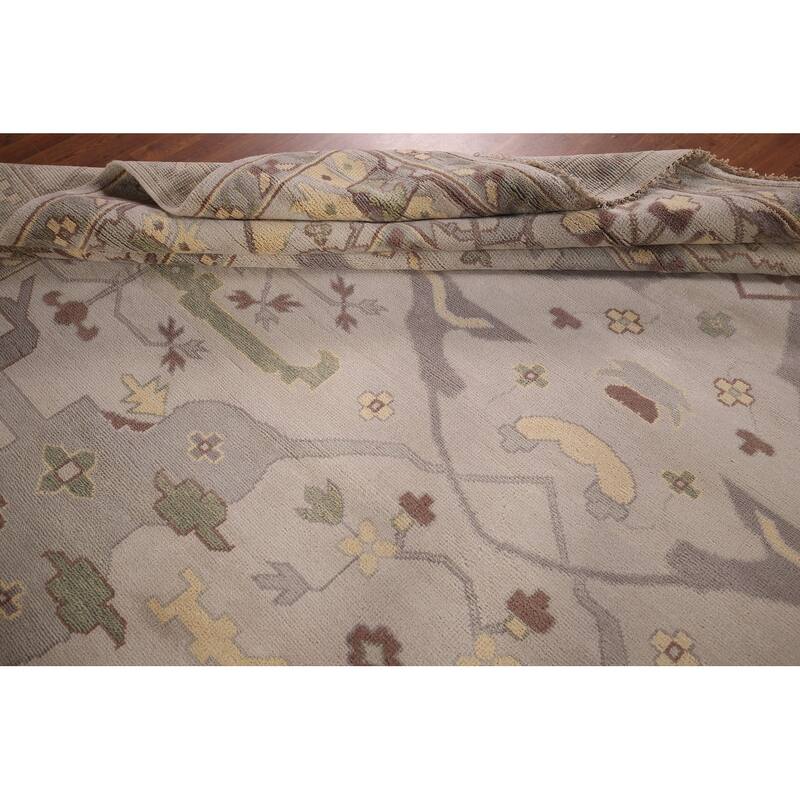 Earth Tone Oushak Indian Large Area Rug Hand-Knotted Wool Carpet - 12'2"x 14'6"