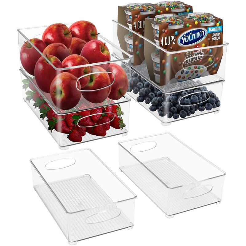 Plastic Storage Bins Stackable Clear Pantry Organizer Box Containers