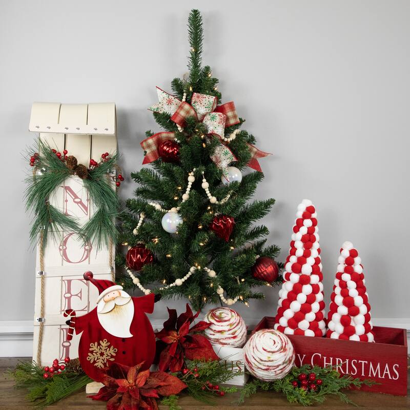 3' Buffalo Fir Artificial Christmas Wall Door Tree Clear Dura Lights - 3 Foot
