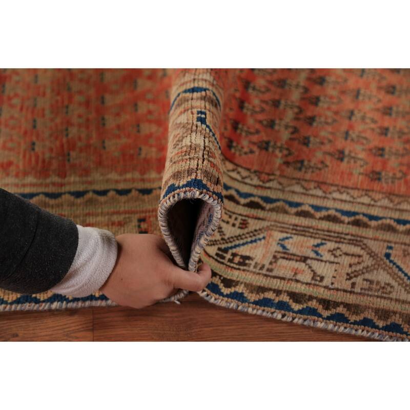 Hand Knotted Oriental 100% Wool Carpet Traditional All-Over Oranges & Rust Botemir Runner Rug - 10' 2'' X 3' 7''