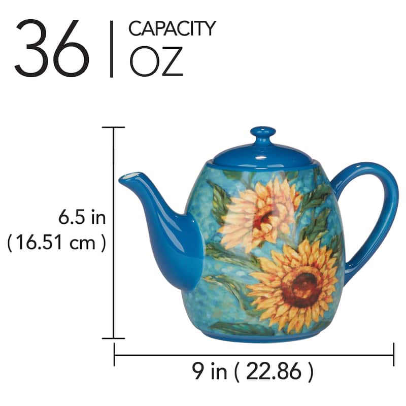 Certified International Golden Sunflowers Teapot - 9" x 5.25" x 6.5"