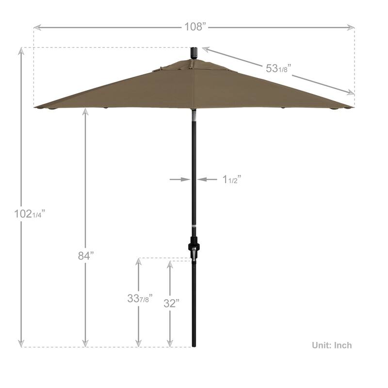 California Umbrella 9-Foot Black Aluminum Market Umbrella