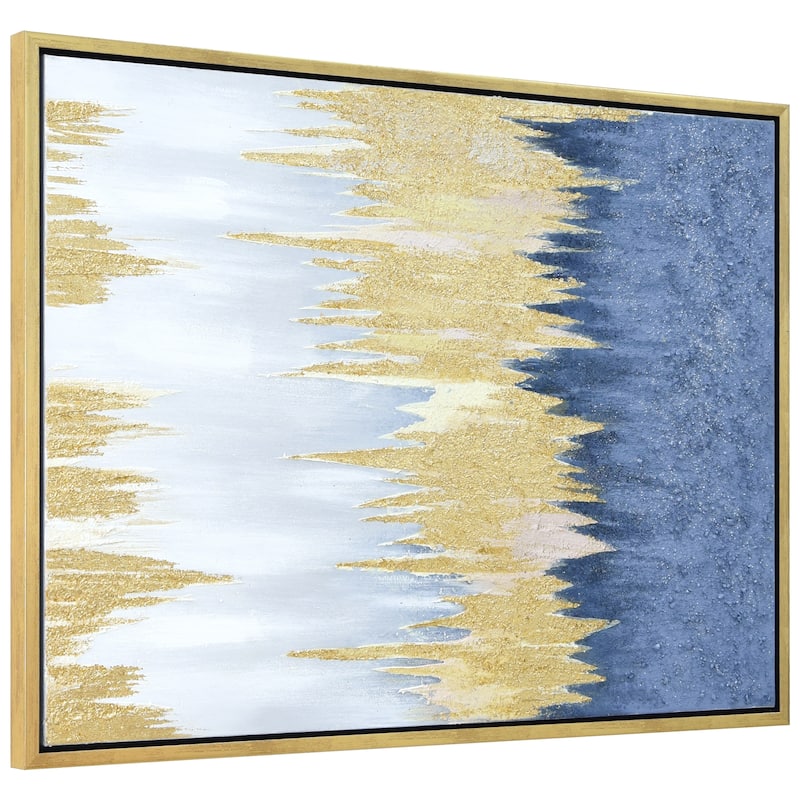 Golden Rain Textured Metallic Hand Painted Framed Wall Art by Martin Edwards