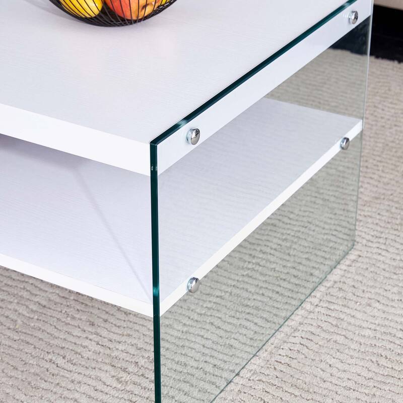 Double layered rectangular coffee table