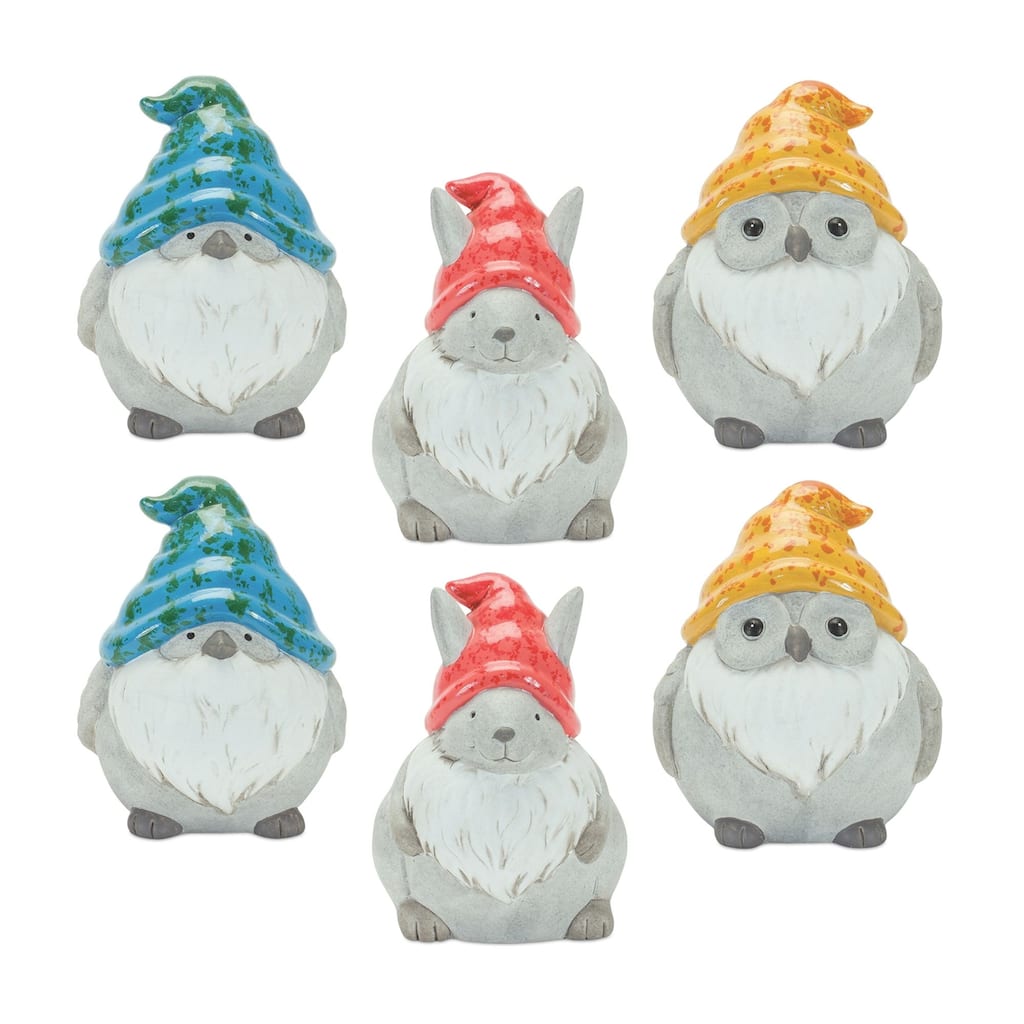 Set of 6 Animal Gnome Christmas Tabletop Figurines 5.75"