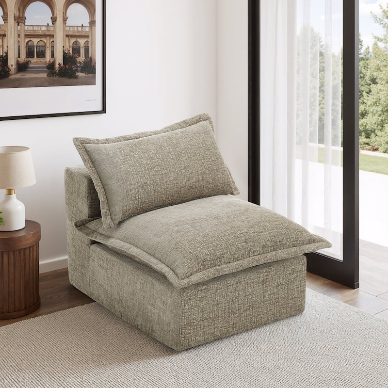 Comfy Cloud Couch Plush Modular Sectional Sofa For Living Room - Camel/Armless chair - Reversible