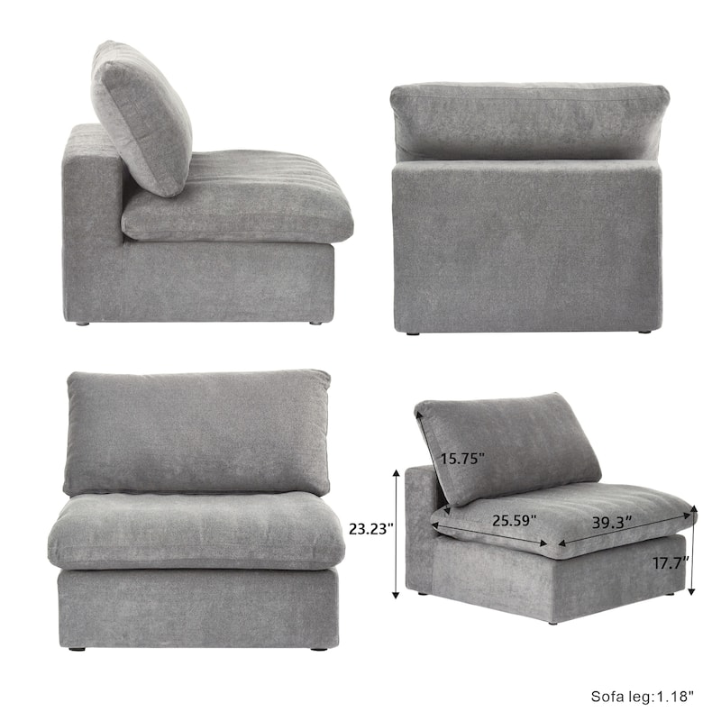 3-Seater Linen Sectional Sofa Modern Upholstered Couch