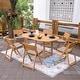 preview thumbnail 3 of 16, Cambridge Casual Miami 7-Piece Teak Folding Outdoor Dining Set With Sunbrella Seatpad