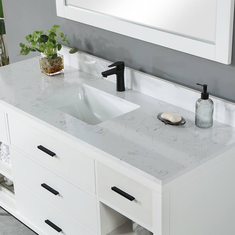 Altair Kesia Bathroom Vanity with Composite Stone Countertop with Mirror