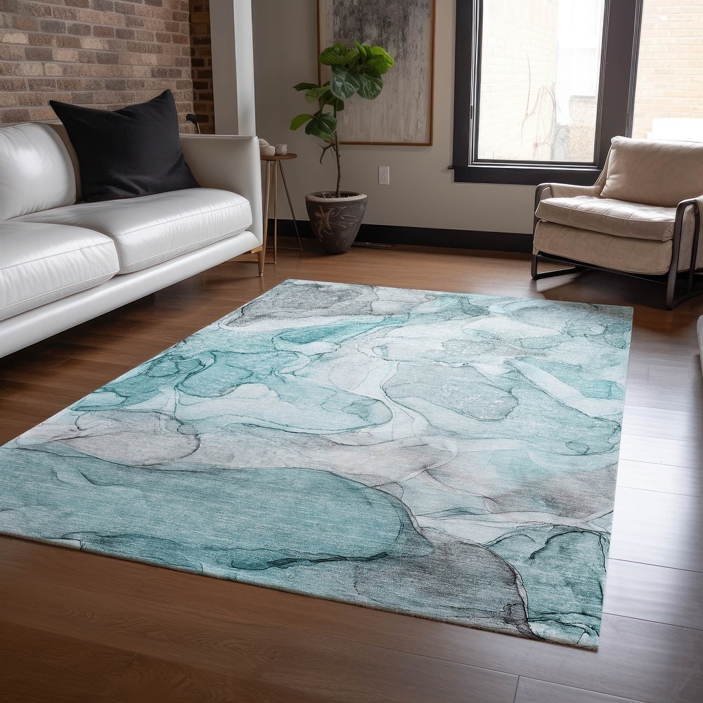 Machine Washable Indoor/ Outdoor Abstract Chantille Rug