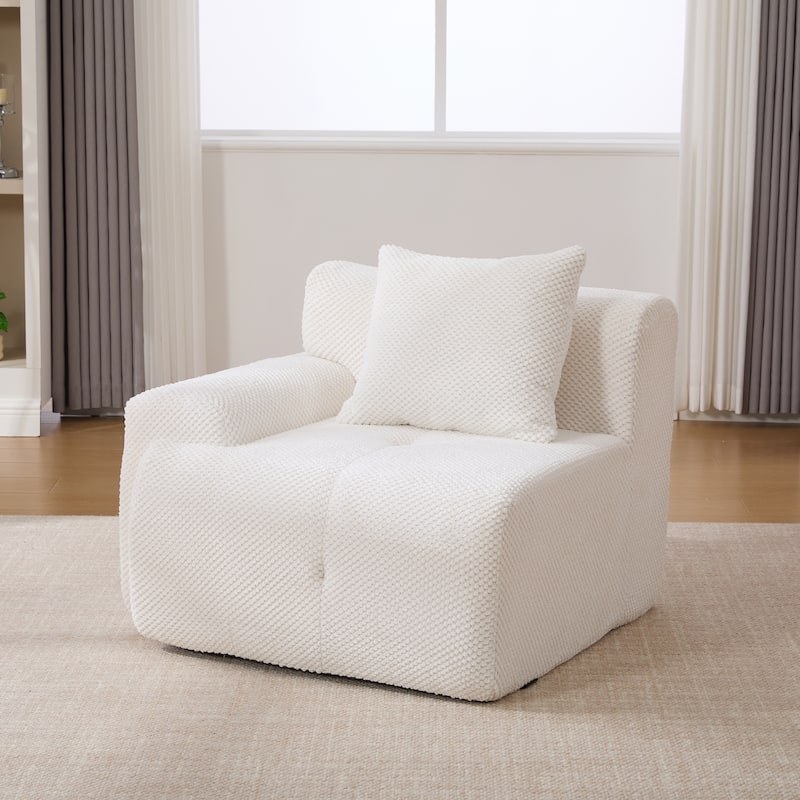 Ivory Sectional Sofa Couch Loveseat Couch with 2 Pillows, 2-Seater Sofa Couch for Living Room Bedroom