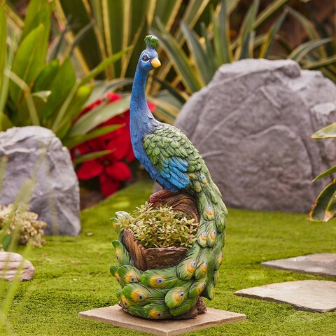 Peacock Indoor or Outdoor 9.5-inch H MgO Planter