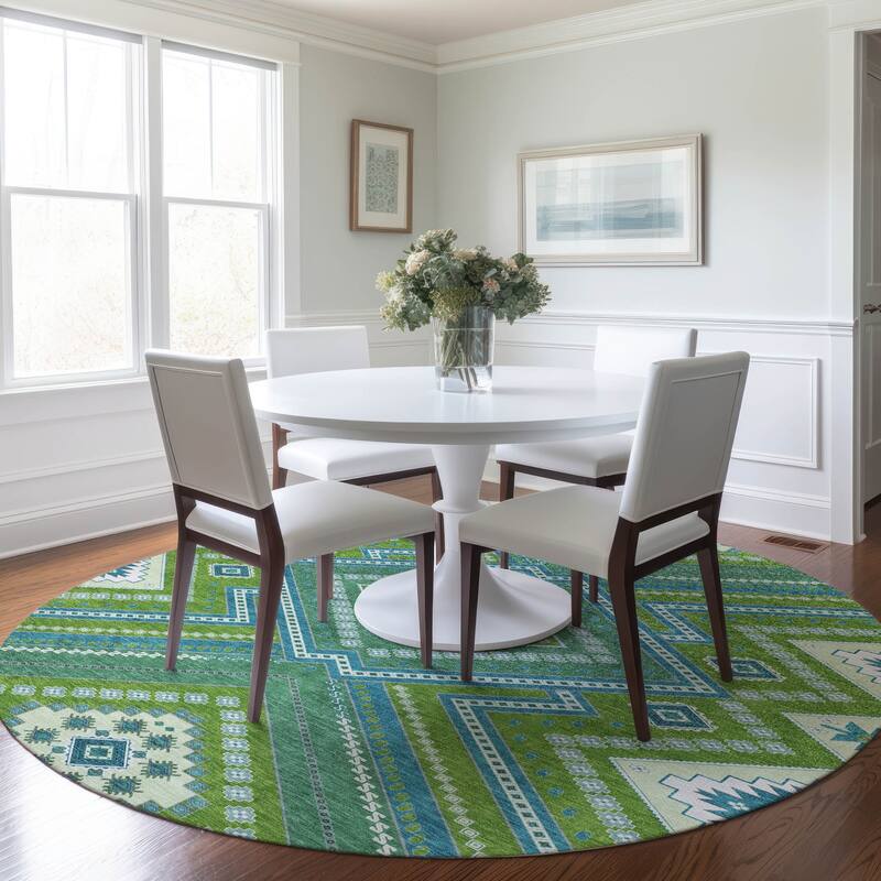 Machine Washable Indoor/ Outdoor Global Boho Chantille Rug