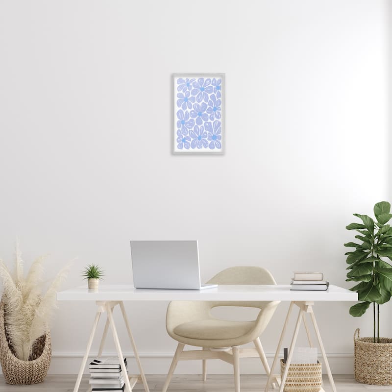 Stupell Blue Blooms Patterned Framed Giclee Art Design By Martina Pavlova