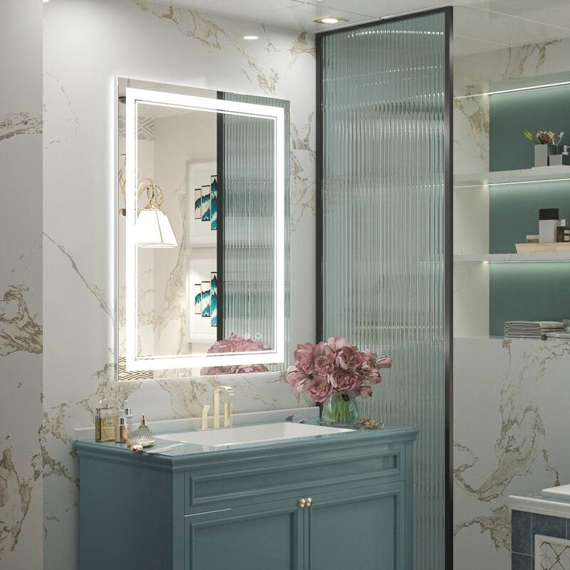 KEONJINN LED Bathroom Vanity Mirror Wall Mounted Anti-Fog Dimmable Mirror