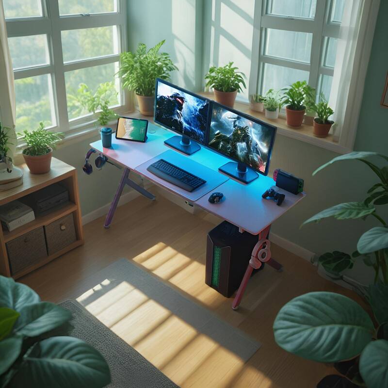 63 inch Carbon Fiber Gaming Desk with Mouse Pad Esports Style Computer Desk for Gamers, Sturdy & Large Gaming Workstation