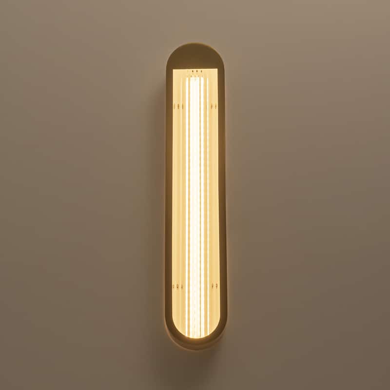 Rennnsan 25.6" 1-Light Modern Brass/Black Linear Bathroom Vanity Light with Ribbed Glass Shade