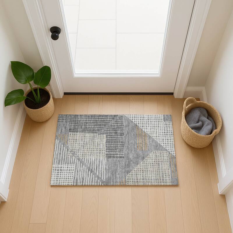 Machine Washable Indoor/ Outdoor Casual Contemporary Chantille Rug