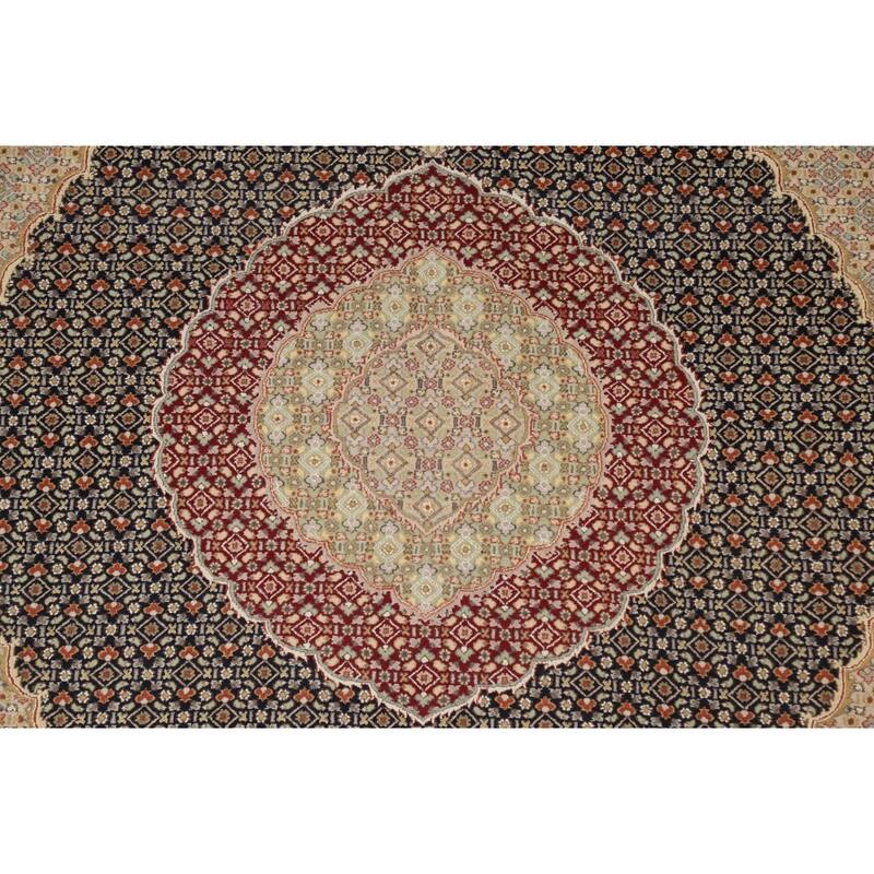 Wool/ Silk Tabriz Mahi Persian Vegetable Dye Area Rug Hand-knotted - 8'1" x 10'5"