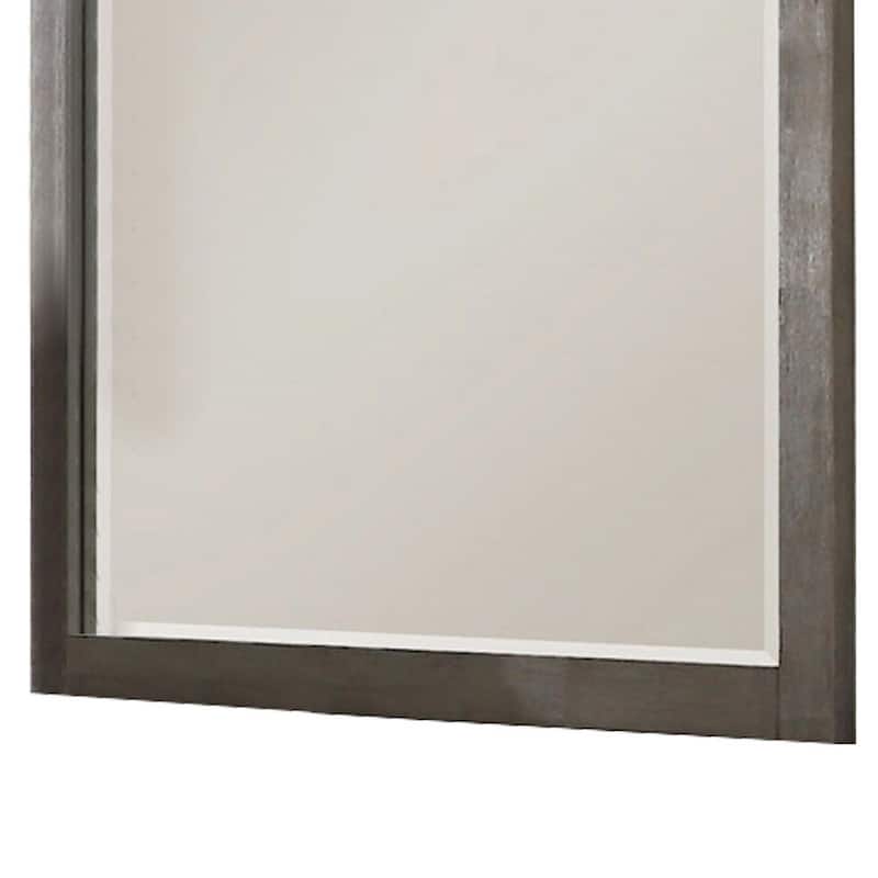 Contemporary Wooden Frame Dresser Mirror with Natural Grain Details, Gray