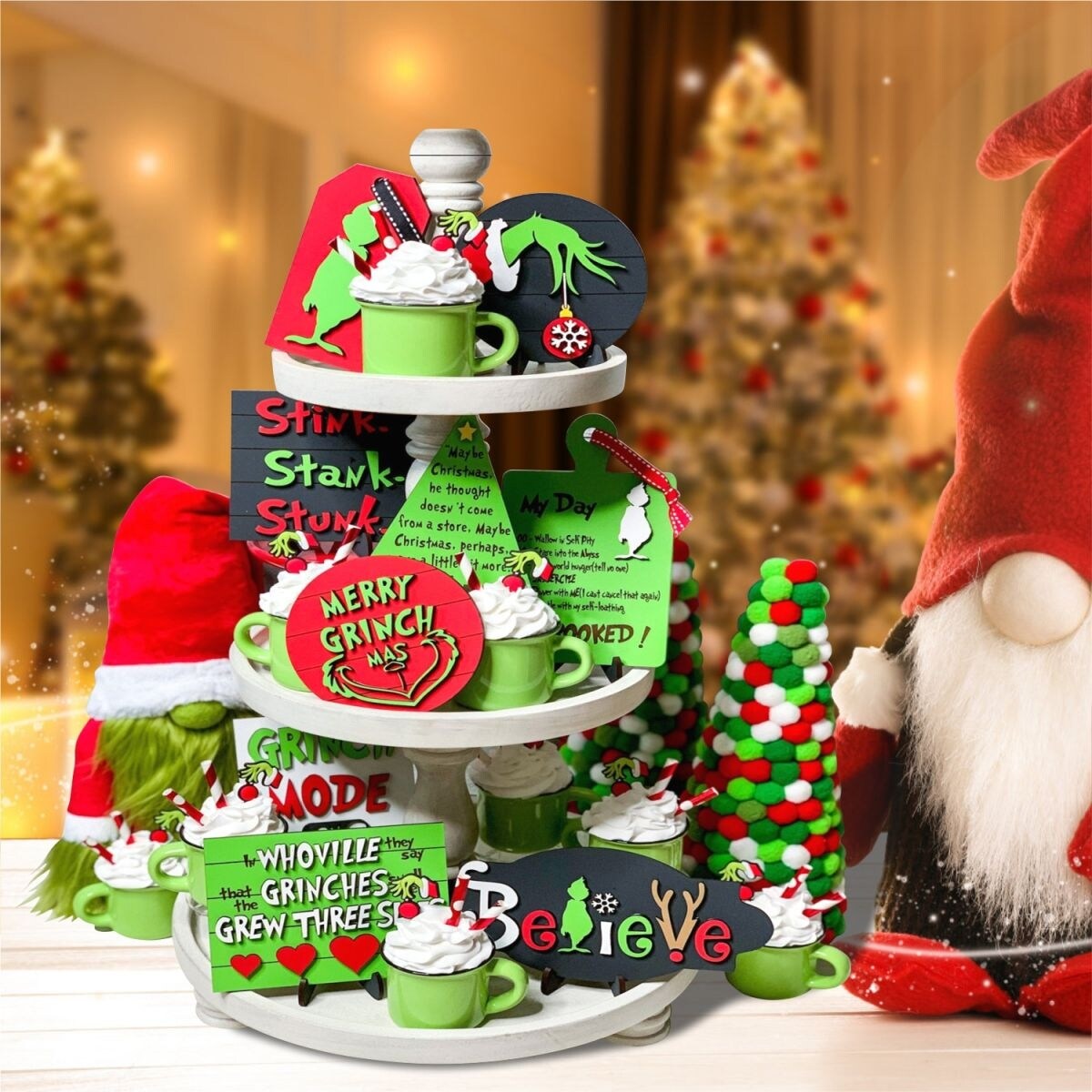 Christmas Tree Decorations Set With 50cm Mini Xmas Tree, Ornaments, And LED Lights For Home Desktop Office Party Decor Navidad Gift From Christmas Decorations - Price 17.57