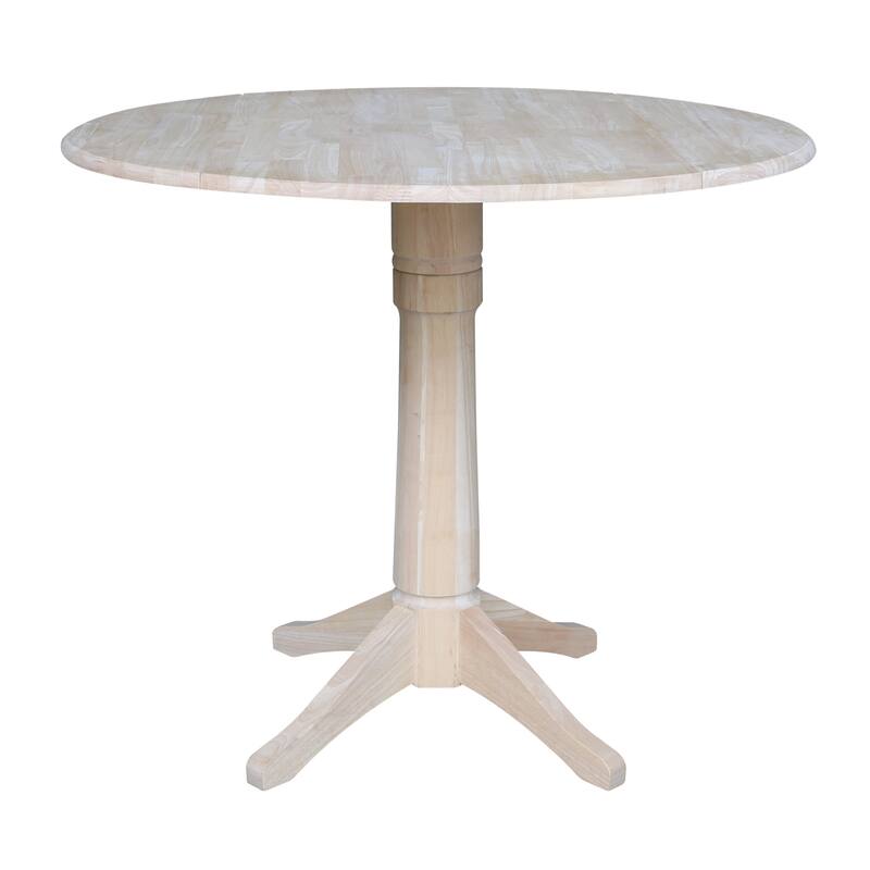 42" Round Pedestal Counter Height Table with Two Madrid Stools - Unfinished