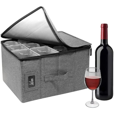 Wine Glasses Storage Box - Grey