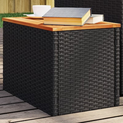 vidaXL Patio Side Tables Side Coffe Tea Table 2 Pcs Poly Rattan Solid Wood - 13.4 x 21.7 x 14.6 in