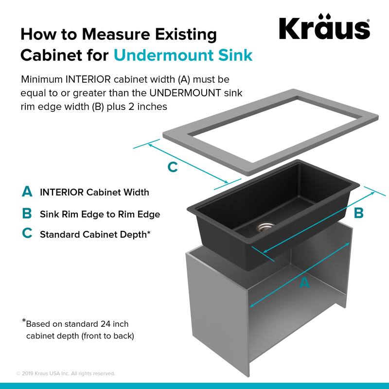 Kraus KGU-413-100-75MB Quarza 30-1/2" Undermount Single Basin Granite