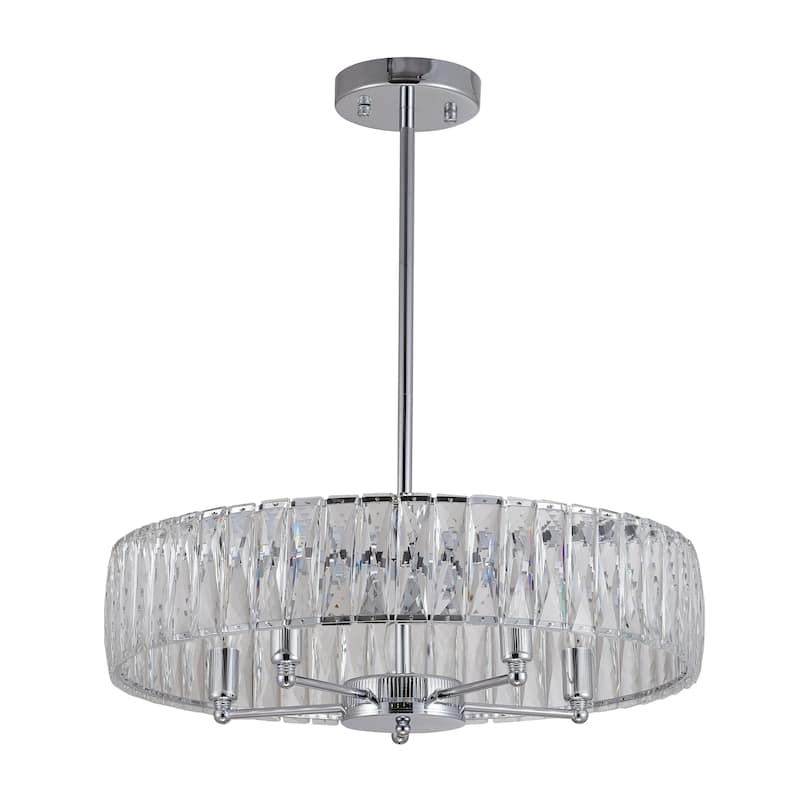 5-Light Chrome Chandelier With Clear Crystals