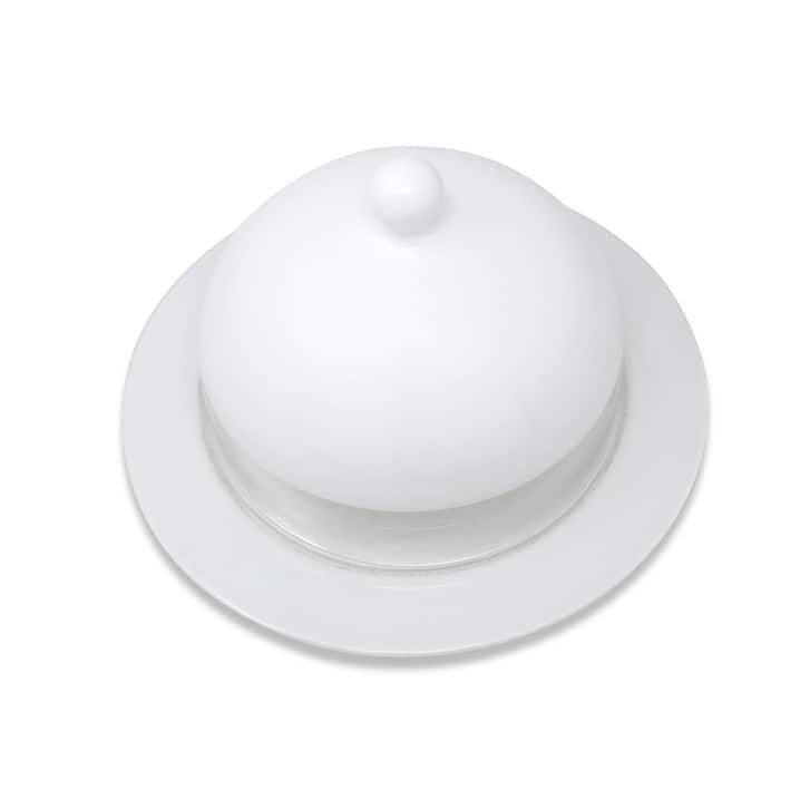 White Glass Cake Plate and Dome