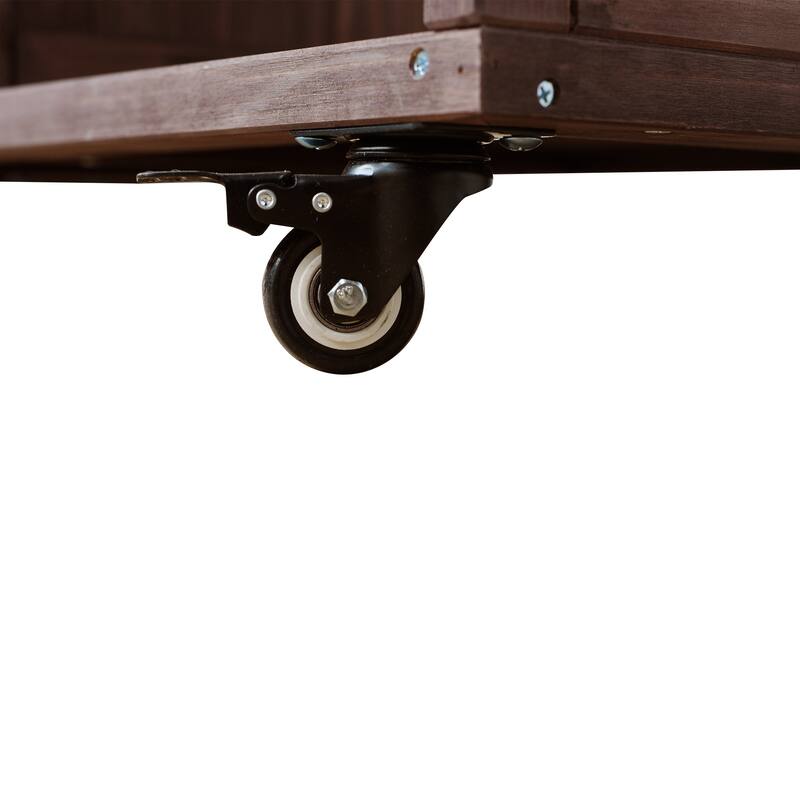 Fir Wood Outdoor Kitchen Prep Station Cart with Stainless Steel Top & Towel Rack