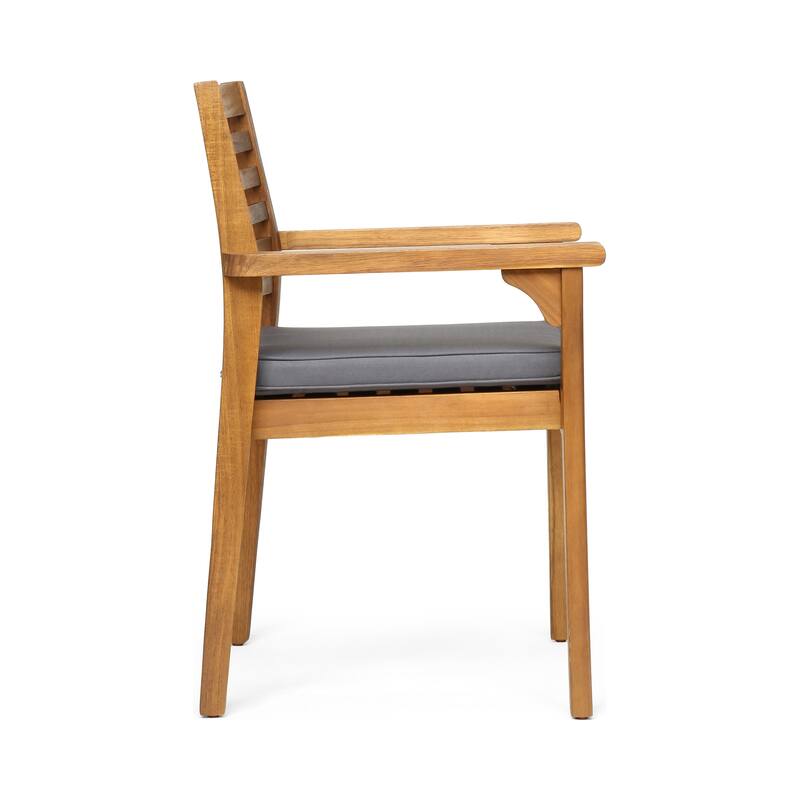 Roomfitters 2-Piece Outdoor Dining Chairs, Acacia Wood and Wicker Hybrid Seating with Water-Resistant Cushions