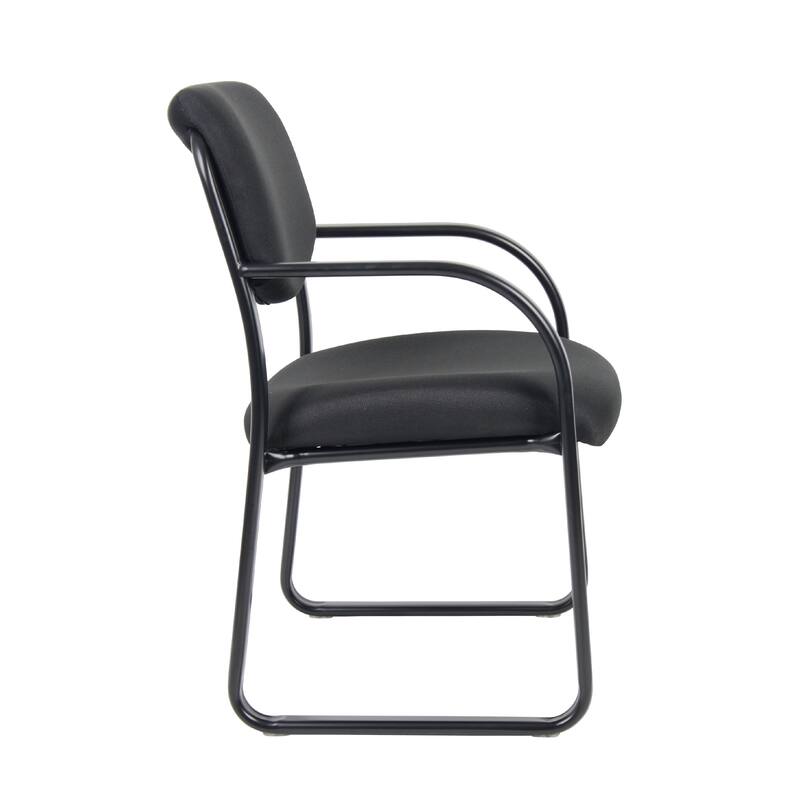 Kris Guest Armchair with Sled Base, Steel, Black Performance Polyester