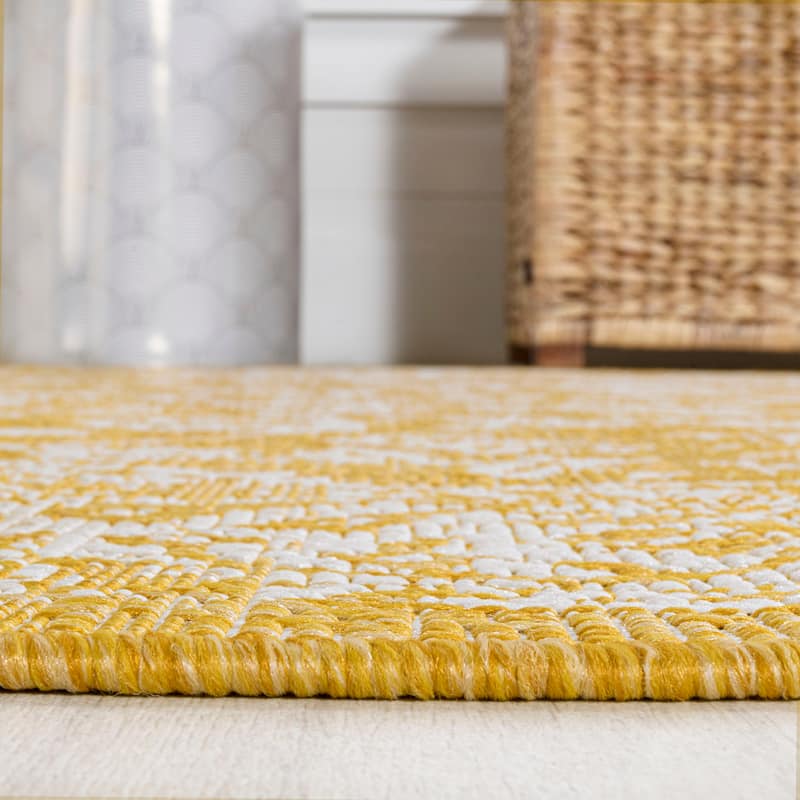 JONATHAN Y Sinjuri Bohemian Textured Weave Floral Indoor/Outdoor Area Rug