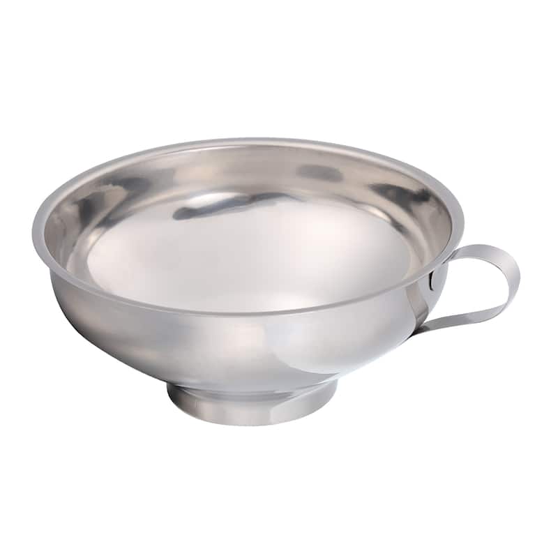 Stainless Steel Canning Funnel, 104mm/ 4inch Wide Mouth Jar Funnel with Handle - Silver