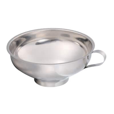 Stainless Steel Canning Funnel, 104mm/ 4inch Wide Mouth Jar Funnel with Handle - Silver