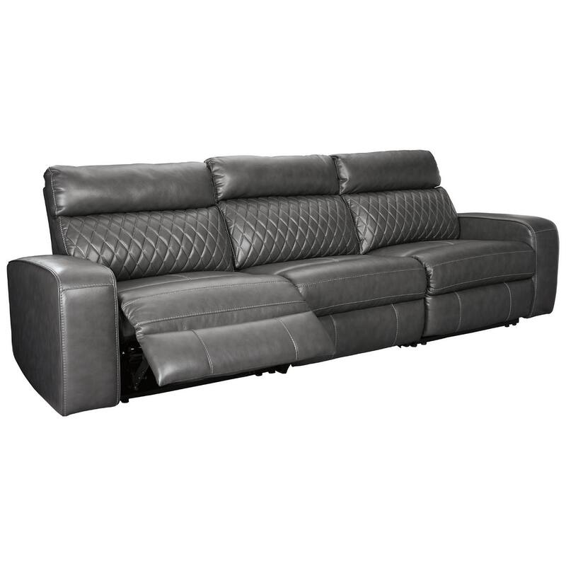 Signature Design by Ashley Samperstone Gray 3-Piece Power Reclining Sectional Sofa - 113"W x 38"D x 41"H - Grey