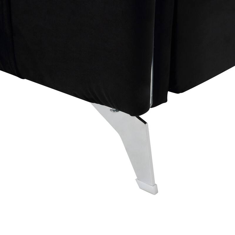 Velvet Upholstered Loveseat Couch, Couch Settee with Armrest and Chrome Legs, 2 Seater Sofa with Removable Back Cushions