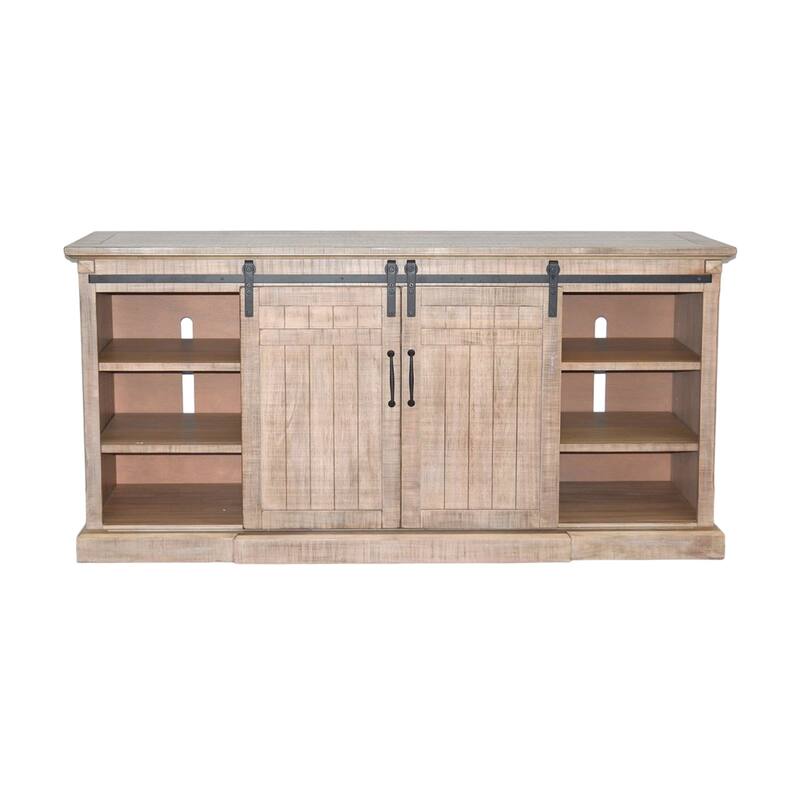 Desy TV Media Console w Fireplace Option, Barn Doors, 78 Inch Brown